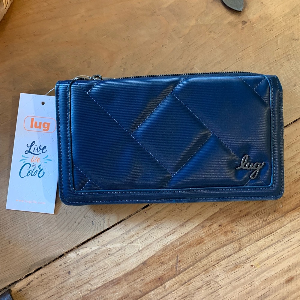 lug surrey satin lux wallet-indigo NWT